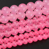 60PCS 6MM Hibiscus Pink Chalcedony Stone Beads Natural Gemstone Bead Crystal Healing Energy Jewelry Making DIY 15 inches
