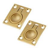 Bitray 2Pcs Stainless Steel Square Flush Pull Ring Boat Hatch Latch Cabinet Flush Ring Gold (1.538mm x 1.8948mm)