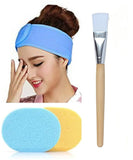 Tifurko Women Facial Care Combo | Spa Headband + Face Pack Brush + Face Cleaning Sponge | Makeup Headband, Mask Applicator & Cle