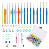 Ziranyu Hard Anodized Aluminum Crochet Hook Sets Multi Size Crochet Kit With Stitch Markers Scissors Ruler Knitting Supplies For
