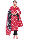 Gosriki Women'S Cotton Blend Straight Printed Kurta With Pant & Dupatta (Mayavi Red-Nrw-Gs_L_Red_Large),Red,,B0CCL4B39V