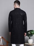 Jompers Men'S Sequin Embroidered Pure Cotton Kurtas (Black, M)