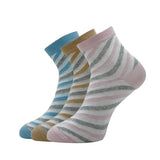 Allen Solly WomenS Cotton Quarter Length Socks (Pack Of 3) Sky Blue, Baby Pink, Skin