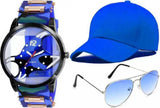 Sba Prime 3Pcs/Set MenS Gift Set Men And Boys Watch, Cap & Sunglasses Combo Set Birthday Present, Pack Of 3, 6011 Multicolour