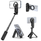 ULANZI JJ03 Magnetic Tripod for Phone with Remote Control, 3-in-1 Selfie Stick Handle Grip 360 Rotation Extendable Stand for iPh