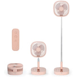 Portable Pedestal Fan - Foldaway Standing Fan Foldable Desk Fan, Use 7200Mah Rechargeable Battery, Remote Control Telescopic 4 S