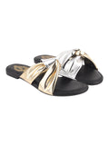 Shoetopia Girls Golden Flat Slide Sandals Soft Suede Knot Strap Casual Summer Slip-Ons For Everyday Comfort Stylish |Footwear Lightweight| Durable Design Perfect For Casual Outings Women Eu37,Golden,4,B0FF3829ZH