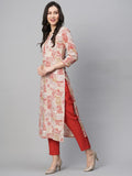 Gosriki Women'S Cotton Blend Straight Printed Kurta With Pant (About Red-Gs_S_Red_Small),Red,,B0BT4SRSHY