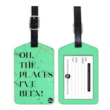 Nutcase Designer Luggage Travel Baggage Tags Set Of 2 With Name Card Inside Place I Have Been Green