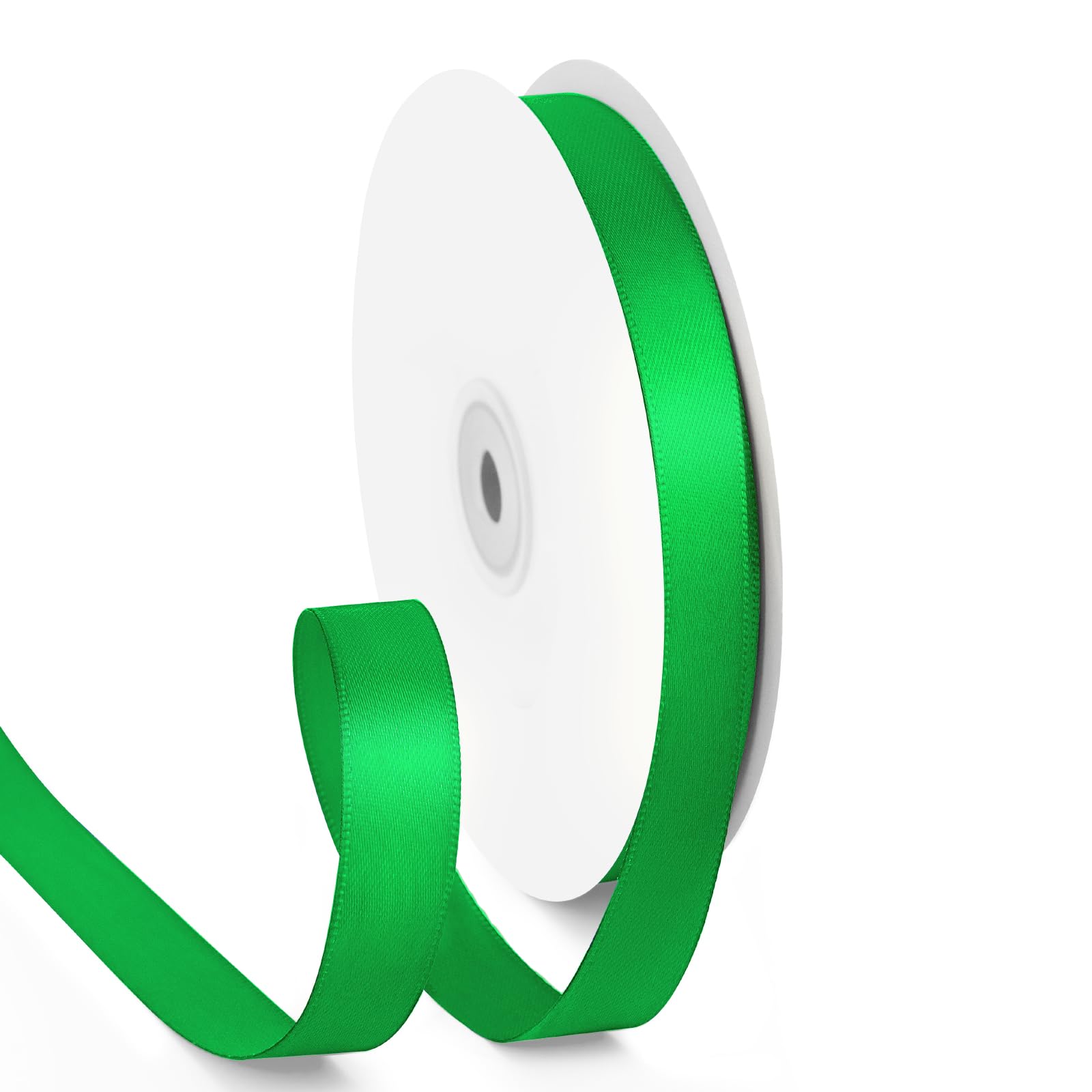 HimBen Double Faced Green Ribbon 50 Yards, 5/8 inch Green Stain Ribbon for Gift Wrapping, Flower Bouquet, Weddings Party Invitat