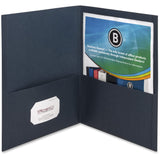 Business Source 78492 2Pocket Folders, 125 Sht Cap, Letter, 12x9, 25/BX, D.BLUE
