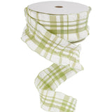 CABODYALS 20 Yards 1.5 Inch Green White Buffalo Plaid Ribbon Double Ruffled Edge Chiffon Pleated Checkered Gingham Pastel Fabric
