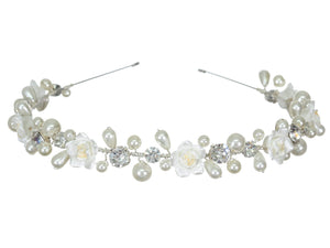 SAMKY Bridal Wedding Tiara Rhinestone Crown Pearl Bride's Headpiece Hair Accessories for Woman