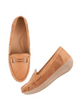 Shoetopai Women'S Tan Comfort Loafers Soft Slip-On Driving Shoes With Gold Bit Detail & Cushioned Sole For Daily Eu39,Tan,6,B0D76T4BVX