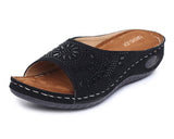 Ortho Joy Women'S Black Faux Leather Slipper - 3 Uk,Black,2.5,B08P8Q6C7Y
