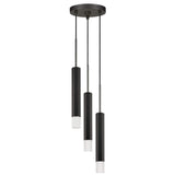 Benjara Hexagonal Metal Frame 3 LED Light Pendant with Glass Diffuser, Black