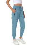 Women's Joggers with Pockets Lightweight - Water Resistant Quick Dry Cargo Athletic Pants for Hiking Running Camping Travel (Den