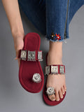 Shoetopia Women'S Block Heel Sandal,Cherry,5,B0C6TZMXSS