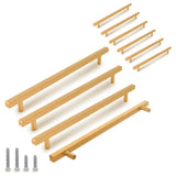 TooCust 10 Pack Brushed Brass Kitchen Cabinet Handles, Cabinet Pulls with 8-4/5 Inch (224mm) Hole Centers, Gold Dresser Handle w