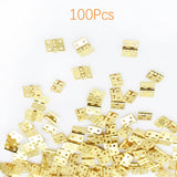 SHRJ 100Pcs Mini Brass Hinges Hardware 10 x 8mm 180 Degree Miniature Furniture Wooden Box Jewelry Chest Box Dollhouse Cabinet DI
