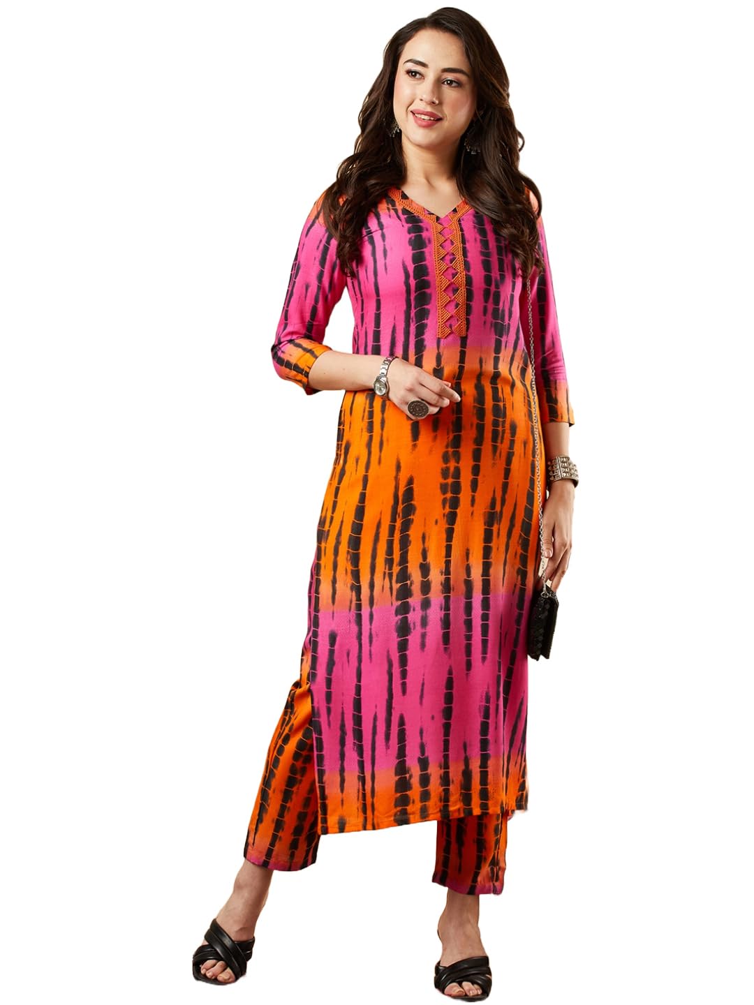 Anni Designer Women'S Cotton Blend Straight Printed Kurta With Pant Set (Teerth Multi-Nw_M_Multi_Medium) Multicolour,Multicolour,M