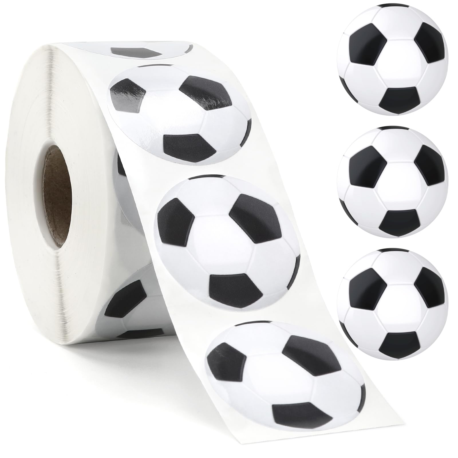 DECYOOL 800 Pcs Soccer Stickers Roll, Waterproof Sports Stickers for Boys Girls Self-Adhesive Soccer Ball Sticker for Water Bott