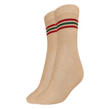 Mukhaksh (Pack Of 1 Pair = 2 Socks Boys Cotton Dav School Socks Dav School Uniform Socks Calf Length Cream With Maroon Green Mar