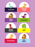 Yellow Nuts Personalized Name Stickers Labels Waterproof Tags 40 Pcs Kids School Notebooks Tumbler Laptop Round Labels (Dino)