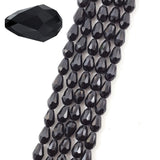 120pcs Czech 12mm Faceted Teardrop Crystal Glass Beads Jet Black