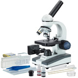 AmScope M150C-SP14 40X-1000X Portable Student Microscope with Slide Preparation Kit