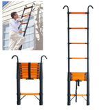 JADDUO Telescoping Ladder,12.5 FT Extension Ladder with Hook, Iron Lightweight Telescopic Ladder for Household and Outdoor Worki