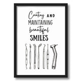 Artaction Creating And Maintaining Beautiful Smiles Wall Frame Poster | A4 Size Framed Dental Quote Art For Clinic, Office & Stu