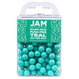 JAM PAPER Colorful Push Pins Round Head Map Thumb Tacks Teal Pushpins 100/Pack