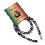 Risyfjew 50PCS 8mm Natural Indian Agate Beads Gemstone Round Loose Beads for Jewelry Making Chakra Crystal Stone Beads for Brace