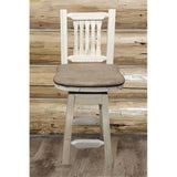Montana Woodworks Homestead Collection Counter Height Barstool With Back & Swivel, Buckskin Upholstery, Clear Lacquer Finish