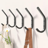 GWAAZXGZ Wall Hooks for Hanging Coats - 5 Pack Black 3.2'' Double Hook Design, Hat Organizers, Wall Mount Hangers for Bags and K