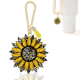 Ldntly Leopard Sunflower Stanley Cup Accessories,Stanley Charms for Handle Water Bottle Charms Tumbler Keychain Sunflower Gifts 