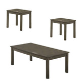Benjara 3 Piece Transitional Coffee End Table with Block Legs, Gray