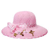 Boxo Wide Large Brim Ribbon Hat Cap Beach Hat/Summer Sun Hats For Women And Girls (Random Color)