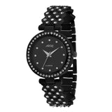 Alric Brand Watch For WomenS Cz & Stone Studded, Metal Strap Watches For Women, Black Ladies Hand Watch Engrave Wrist Watches Fo