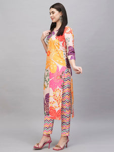 Gosriki Women'S Cotton Blend Straight Printed Kurta With Pant (Wahida White-Gs_Xxl_White_Xx-Large),White,2,B0CSG3VBR3