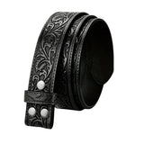 Gustave Western Leather Belt For Men Floral Embossed Snap On Jeans