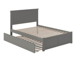 AFI Nantucket Full Size Platform Bed with Footboard and Twin Trundle in Grey