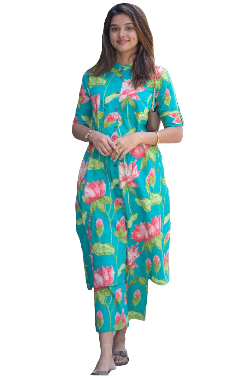 Anni Designer Women'S Rayon Viscose Straight Printed Kurta With Pant (Ladat Green_Xxl_Green_Xx-Large),Green,2XL
