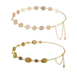 2 Pcs Waist Chain For Woman, Bohemian Style Hip Chain For Women Saree, Adjustable Belly Chain For Women Dresses, Gold Waist Belt