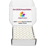 ThreadNanny 144pcs White Prewound Bobbin Thread Plastic Size A (SA156) Works with Brother Embroidery and Sewing Machine Polyeste