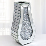 ALLARTONLY Crushed Diamond Mirror Vase Crystal Silver Glass Stunning Decorative Vase Flower Luxury for Home D cor. Cant Hold Wa