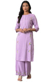 W for Woman Women's Viscose Regular Kurta (23FEW18933-218673_Petal Purple