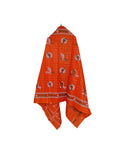Desi Legacy Unisex Orange Cotton Scarf 180X91 Cm Printed  Devotional Wrap For Men & Women Lightweight Pure Cotton Dupatta