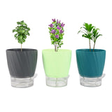 Inkulture Self Watering Flower Pots For Plants, Home Indoor & Outdoor Planters, Terrace, Garden Etc | Pack Of 03 | Multicolor | 